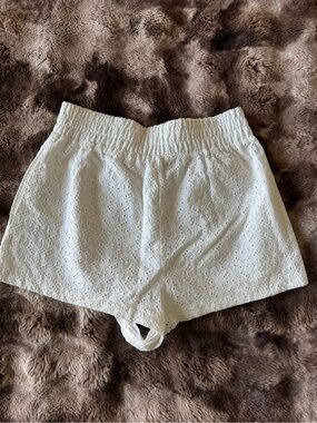 Zara White Eyelet Lounge Shorts